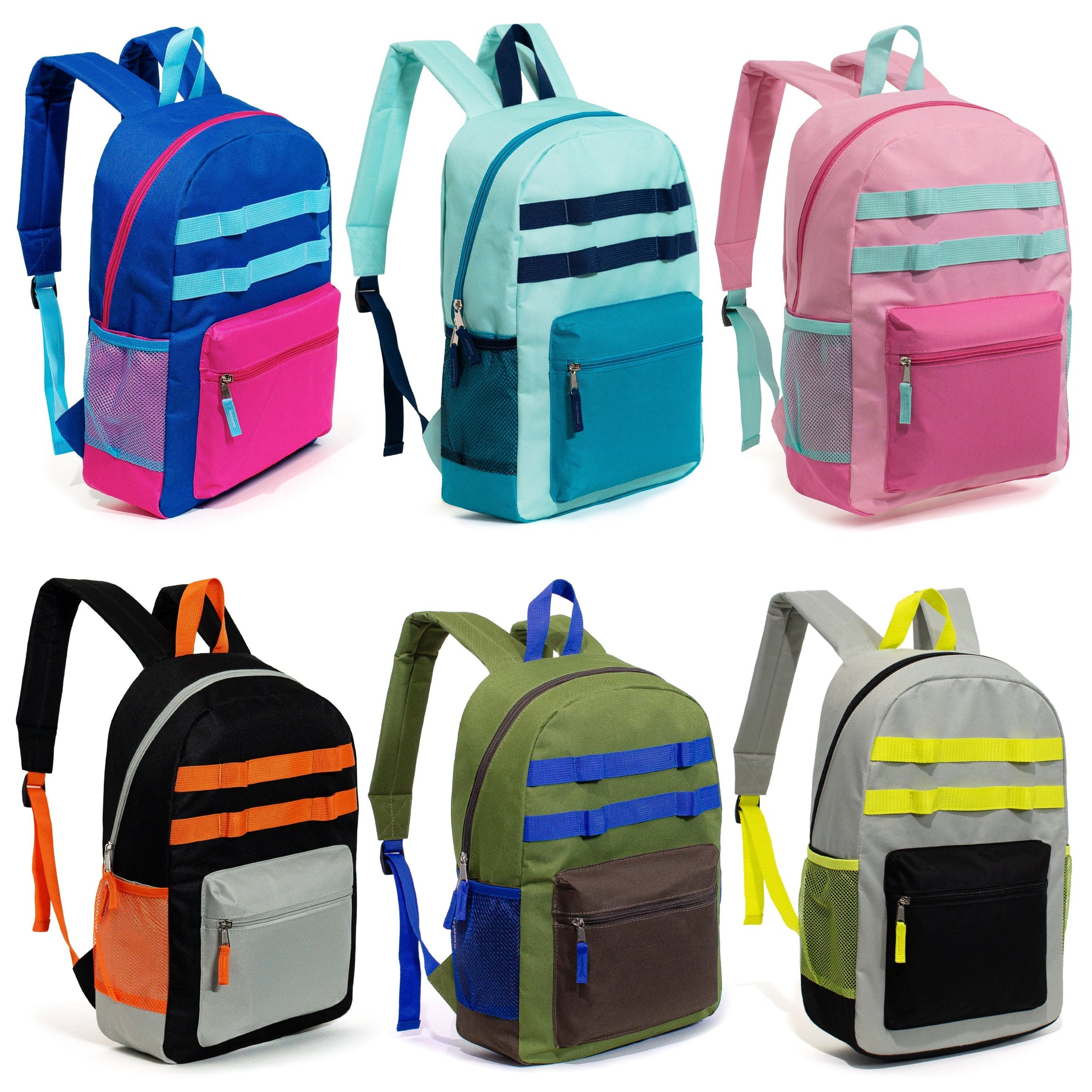 17' Wholesale Bungee Rucksäcke in 12 verschiedenen Farben - Bulk Case von 24 Bookbags