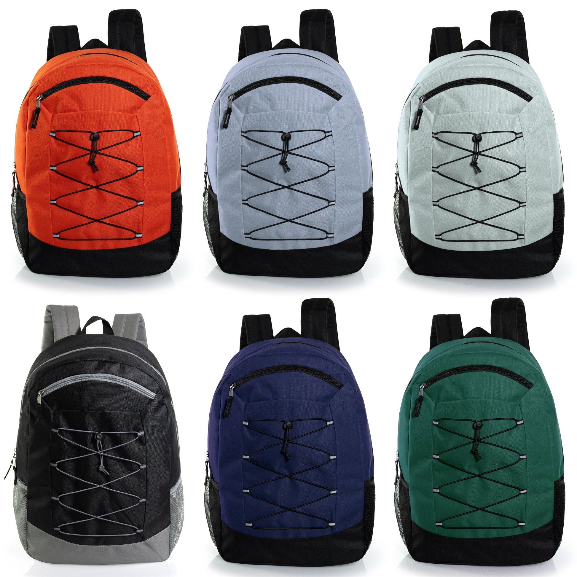 Large Size Deluxe 19' Wholesale Bungee Rucksäcke | Dual Mesh Side Pockets - Bulk Case von 24