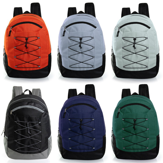 Large Size Deluxe 19' Wholesale Bungee Rucksäcke | Dual Mesh Side Pockets - Bulk Case von 24