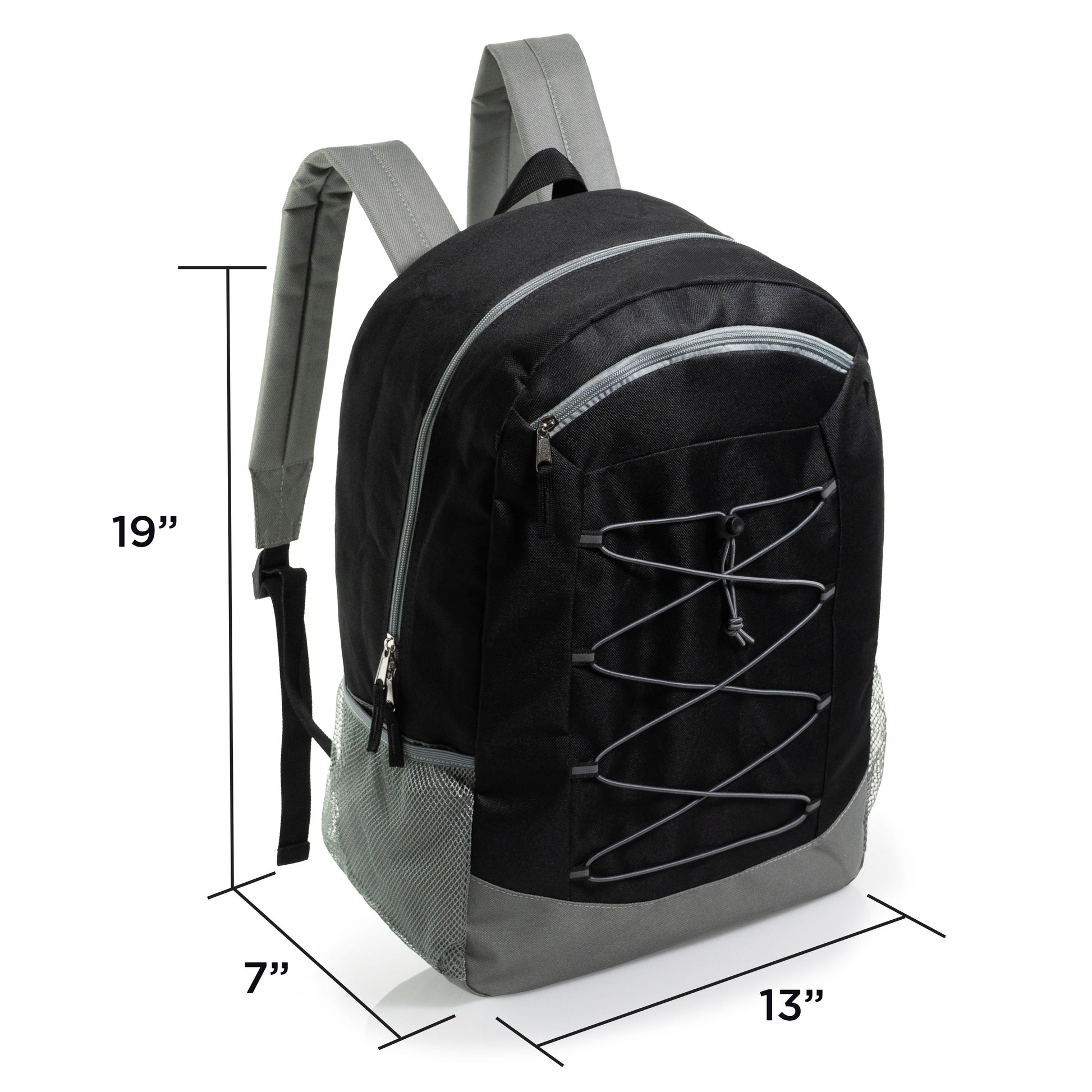 12 Wholesale 19 'Bungee Rucksack in 6 Farben & 12 Bulk School Supply Kits Ihrer Wahl
