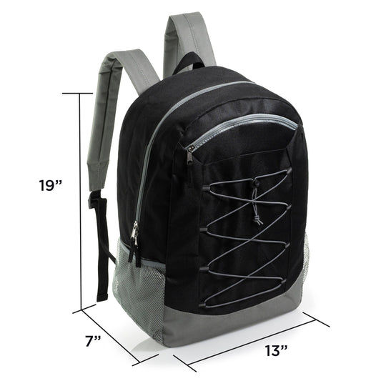 12 Wholesale 19 'Bungee Rucksack in 6 Farben & 12 Bulk School Supply Kits Ihrer Wahl