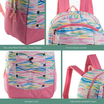 12 Wholesale 19 'Bungee Rucksack in 6 Mustern & 12 Bulk School Supply Kits Ihrer Wahl