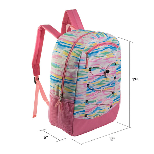 12 Wholesale 19 'Bungee Rucksack in 6 Mustern & 12 Bulk School Supply Kits Ihrer Wahl