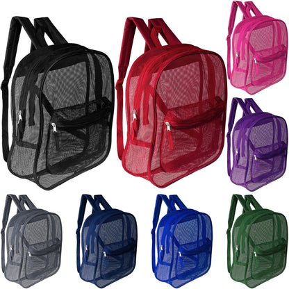 12 Wholesale 17 'Mesh Rucksäcke in verschiedenen Farben & 12 Bulk School Supply Kits Ihrer Wahl