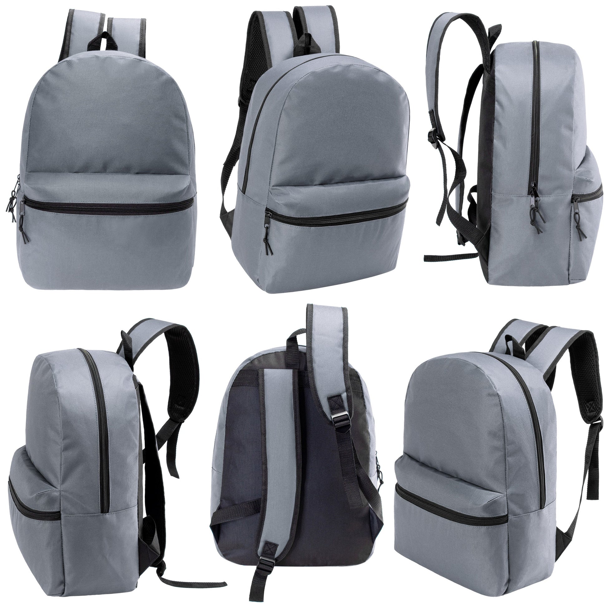 12 Wholesale 17 'Basic Rucksäcke in Cool Grau & 12 Bulk School Supply Kits Ihrer Wahl