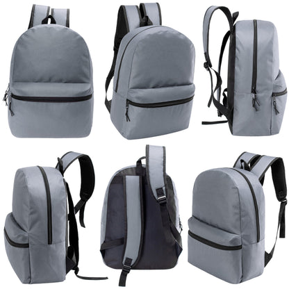 12 Wholesale 17 'Basic Rucksäcke in Cool Grau & 12 Bulk School Supply Kits Ihrer Wahl