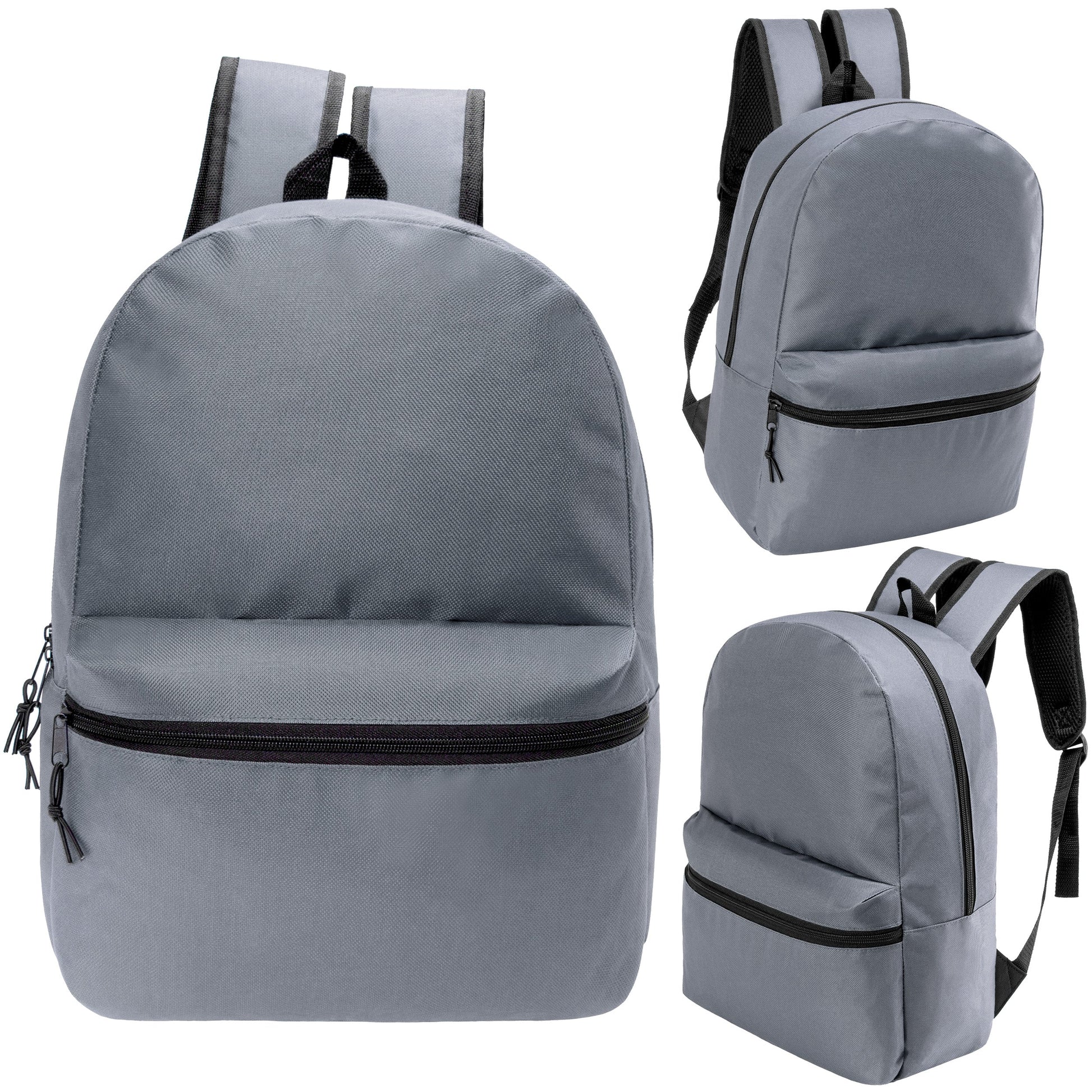 12 Wholesale 17 'Basic Rucksäcke in Cool Grau & 12 Bulk School Supply Kits Ihrer Wahl