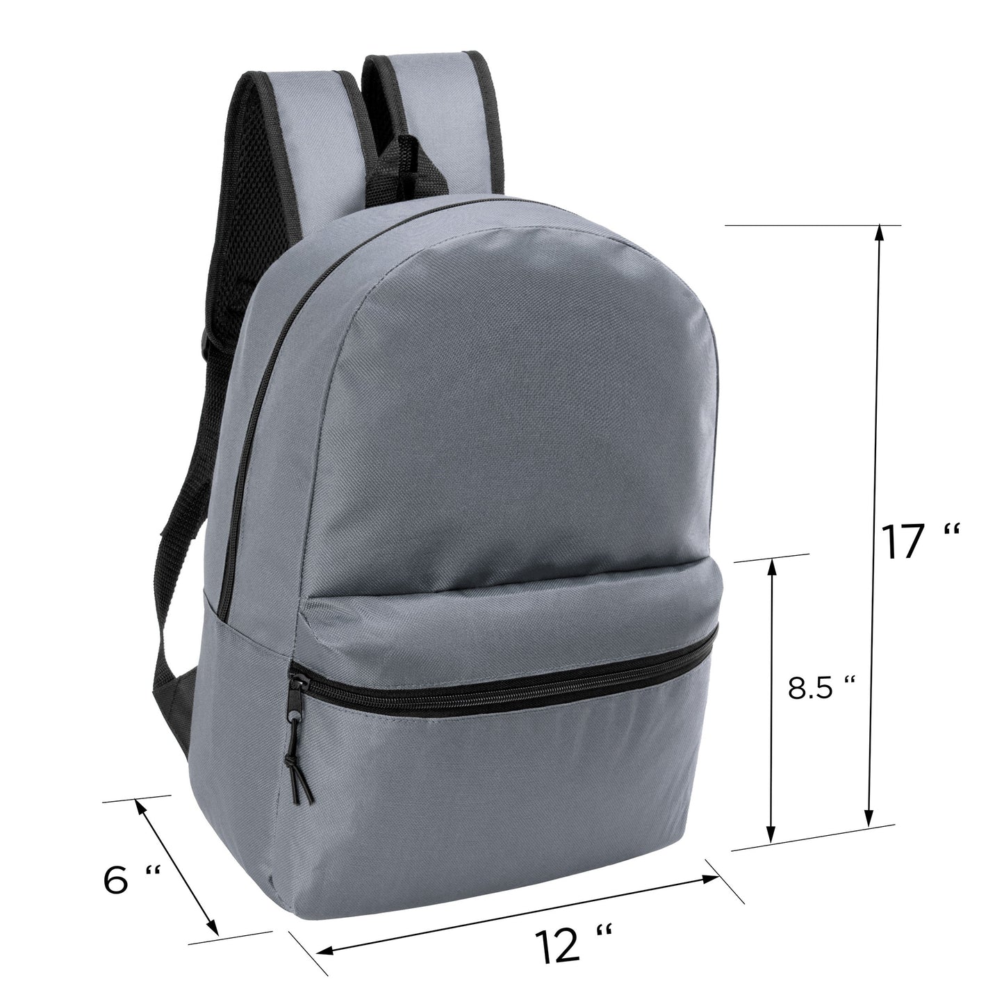 12 Wholesale 17 'Basic Rucksäcke in Cool Grau & 12 Bulk School Supply Kits Ihrer Wahl