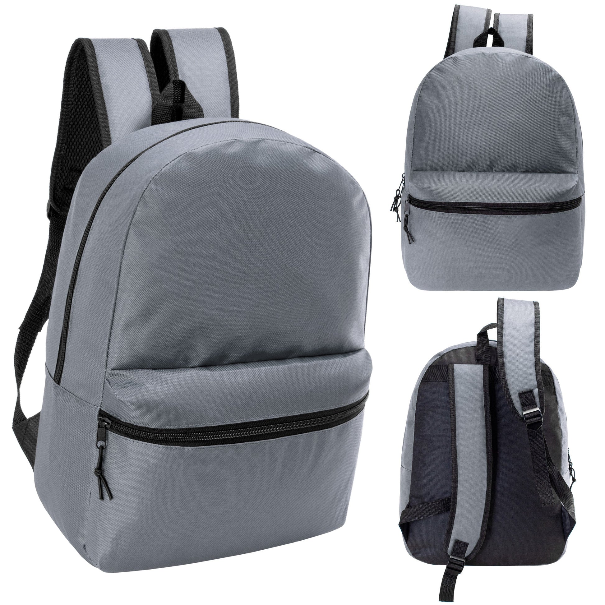 12 Wholesale 17 'Basic Rucksäcke in Cool Grau & 12 Bulk School Supply Kits Ihrer Wahl