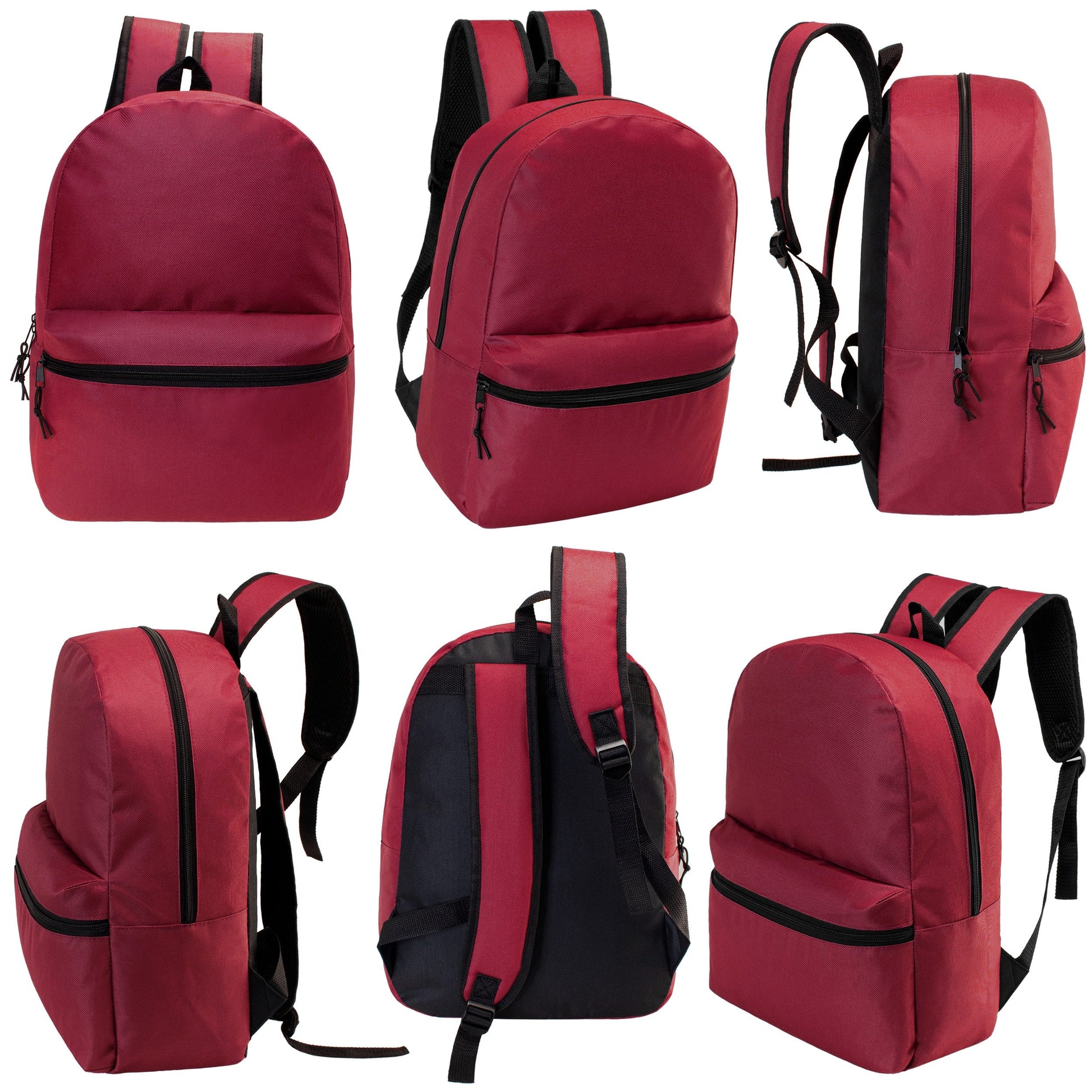 12 Wholesale 17 'Basic Rucksäcke in Burgund & 12 Bulk School Supply Kits Ihrer Wahl