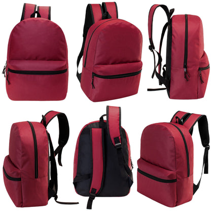 12 Wholesale 17 'Basic Rucksäcke in Burgund & 12 Bulk School Supply Kits Ihrer Wahl