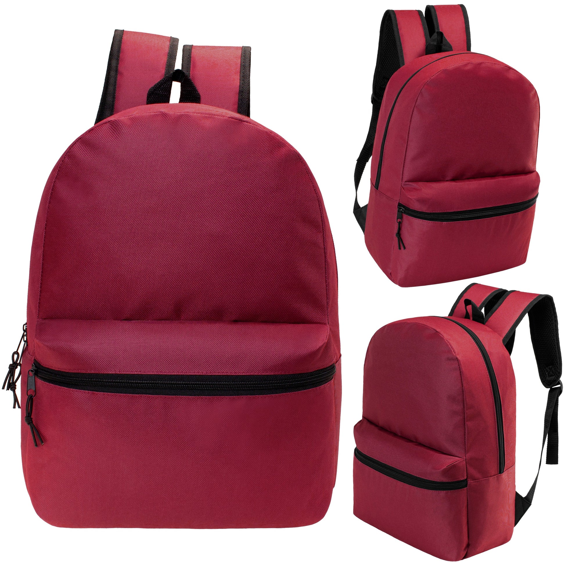12 Wholesale 17 'Basic Rucksäcke in Burgund & 12 Bulk School Supply Kits Ihrer Wahl