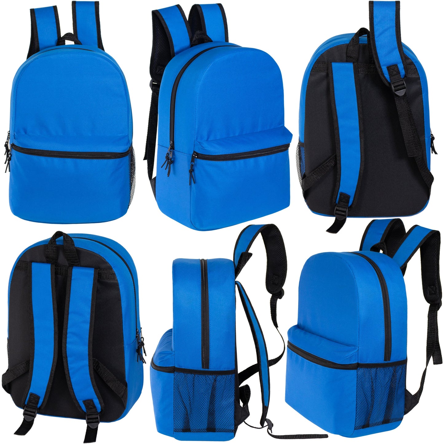 15 'Kids Basic Wholesale Rucksack in 6 Farben für zurück in die Schule - Bulk Case von 24 Bookbags
