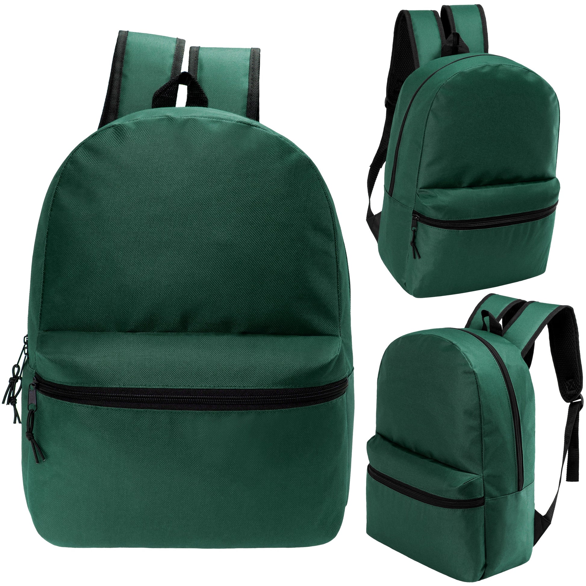 12 Wholesale 17 'Basic Rucksäcke in Dark Grün & 12 Bulk School Supply Kits Ihrer Wahl