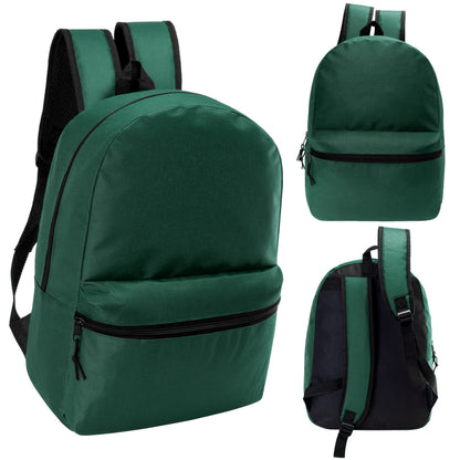 12 Wholesale 17 'Basic Rucksäcke in Dark Grün & 12 Bulk School Supply Kits Ihrer Wahl