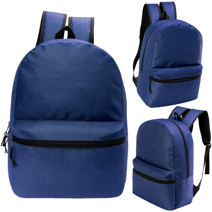 12 Wholesale 17 'Basic Rucksäcke in Marineblau Blau & 12 Bulk School Supply Kits Ihrer Wahl