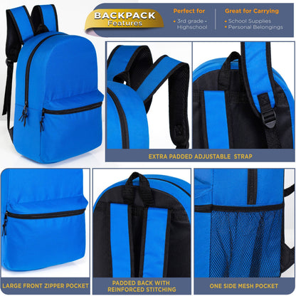 12 Großhandels-17' Klassische Rucksäcke in 12 verschiedenen Farben & 12 Bulk School Supply Kits Ihrer Wahl