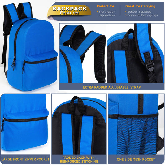 12 Großhandels-17' Klassische Rucksäcke in 12 verschiedenen Farben & 12 Bulk School Supply Kits Ihrer Wahl