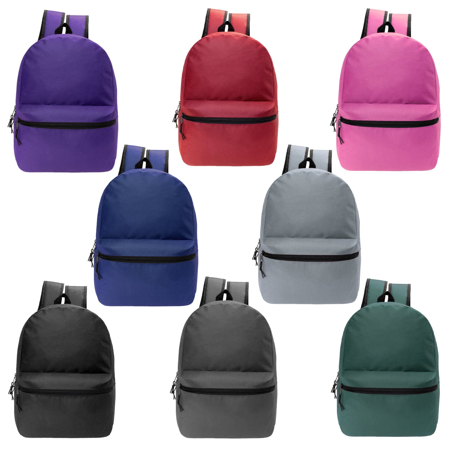 12 klassische 17 'Rucksäcke in 8 verschiedenen Farben & Ihre Wahl von 12 Bulk Hygiene Kits - Wholesale PFLEGE Package: Obdachlos, Notfall, Wohltätigkeit