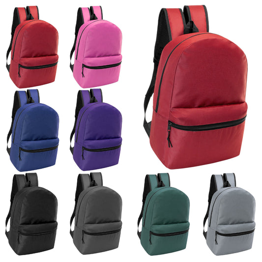 12 Wholesale 17 'Basic Wholesale Rucksack in 8 Farben & 12 Bulk School Supply Kits Ihrer Wahl