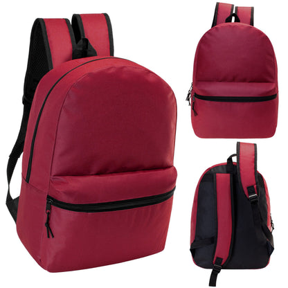 17 'Kids Basic Wholesale Rucksack in Dark Rot - Bulk Case von 24 Bookbags
