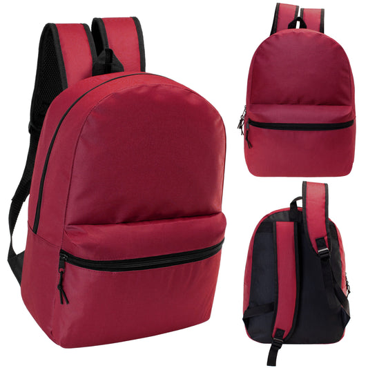 17 'Kids Basic Wholesale Rucksack in Dark Rot - Bulk Case von 24 Bookbags