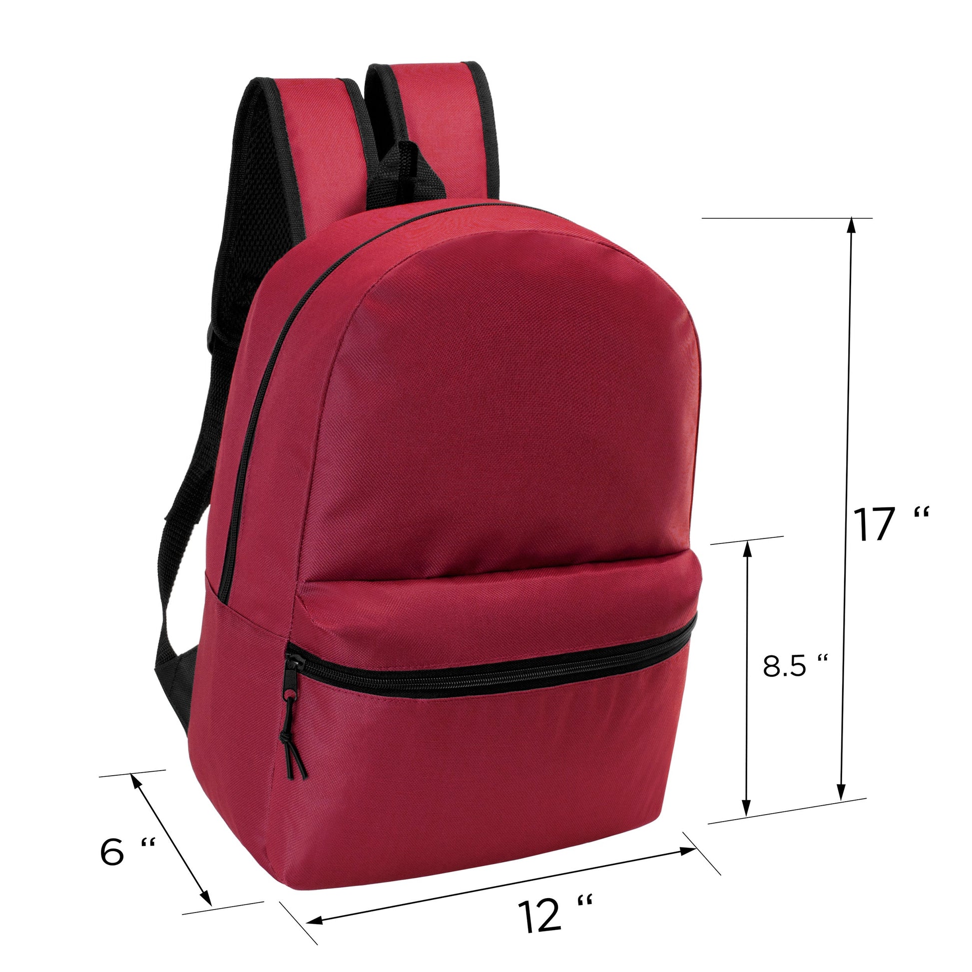 17 'Kids Basic Wholesale Rucksack in Dark Rot - Bulk Case von 24 Bookbags
