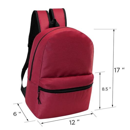 17 'Kids Basic Wholesale Rucksack in Dark Rot - Bulk Case von 24 Bookbags