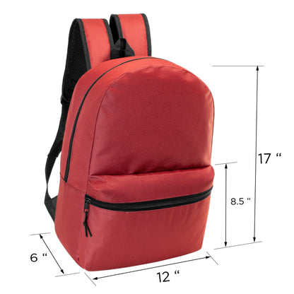12 Wholesale 17 'Basic Rucksäcke in 12 verschiedenen Farben & 12 Bulk School Supply Kits Ihrer Wahl