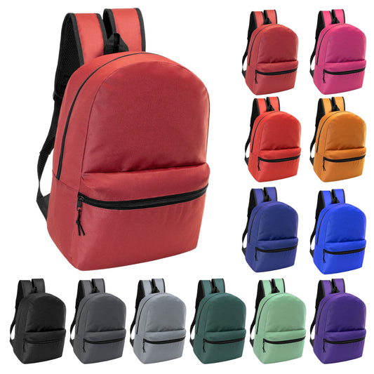 12 Wholesale 17 'Basic Rucksäcke in 12 verschiedenen Farben & 12 Bulk School Supply Kits Ihrer Wahl
