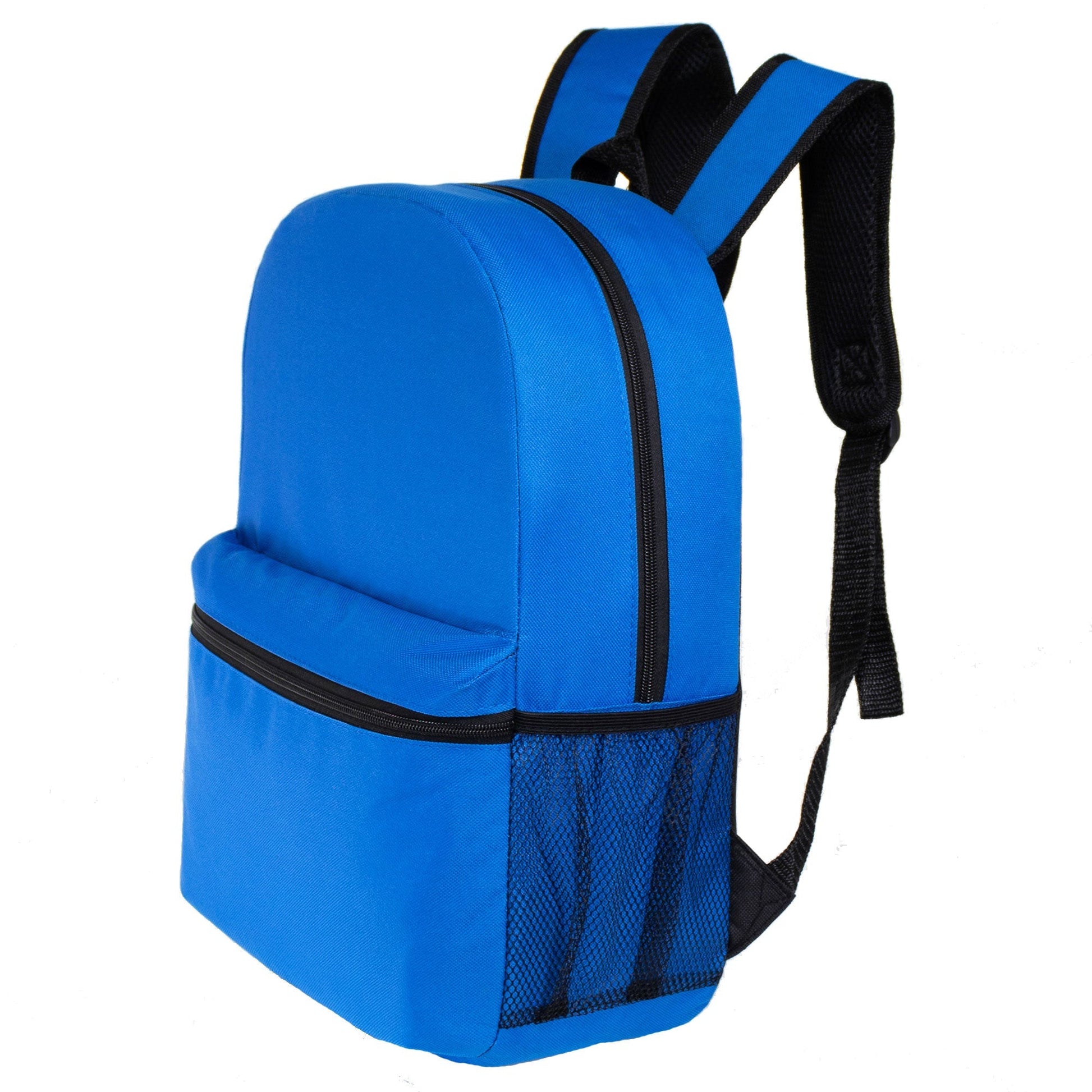 12 Basic 16 'Rucksäcke in 12 Farben mit einer Seitentasche und Ihrer Wahl von 12 Bulk Hygiene Kits - Wholesale PFLEGE Package: Obdachlos, Notfall, Wohltätigkeit