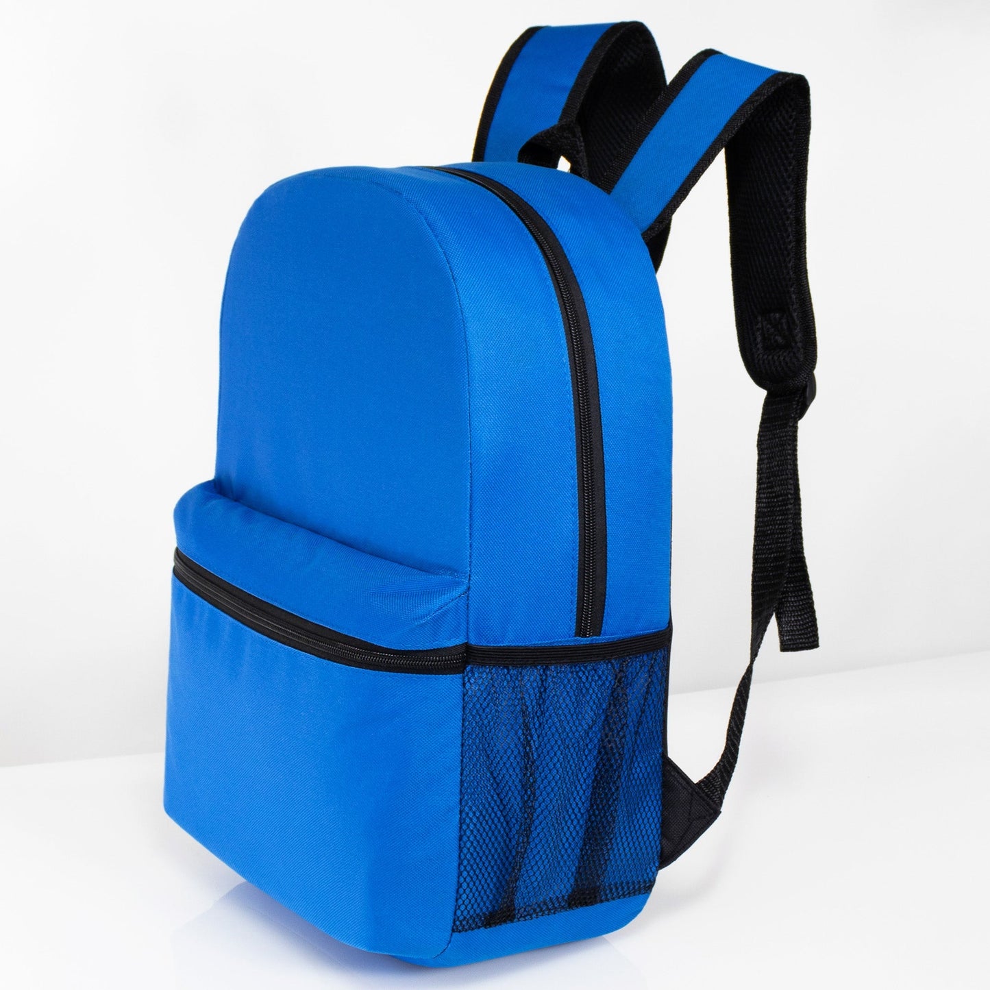 12 Basic 17 'Rucksäcke in 12 Farben mit einer Seitentasche und Ihrer Wahl von 12 Bulk Hygiene Kits - Wholesale PFLEGE Package: Obdachlos, Notfall, Wohltätigkeit