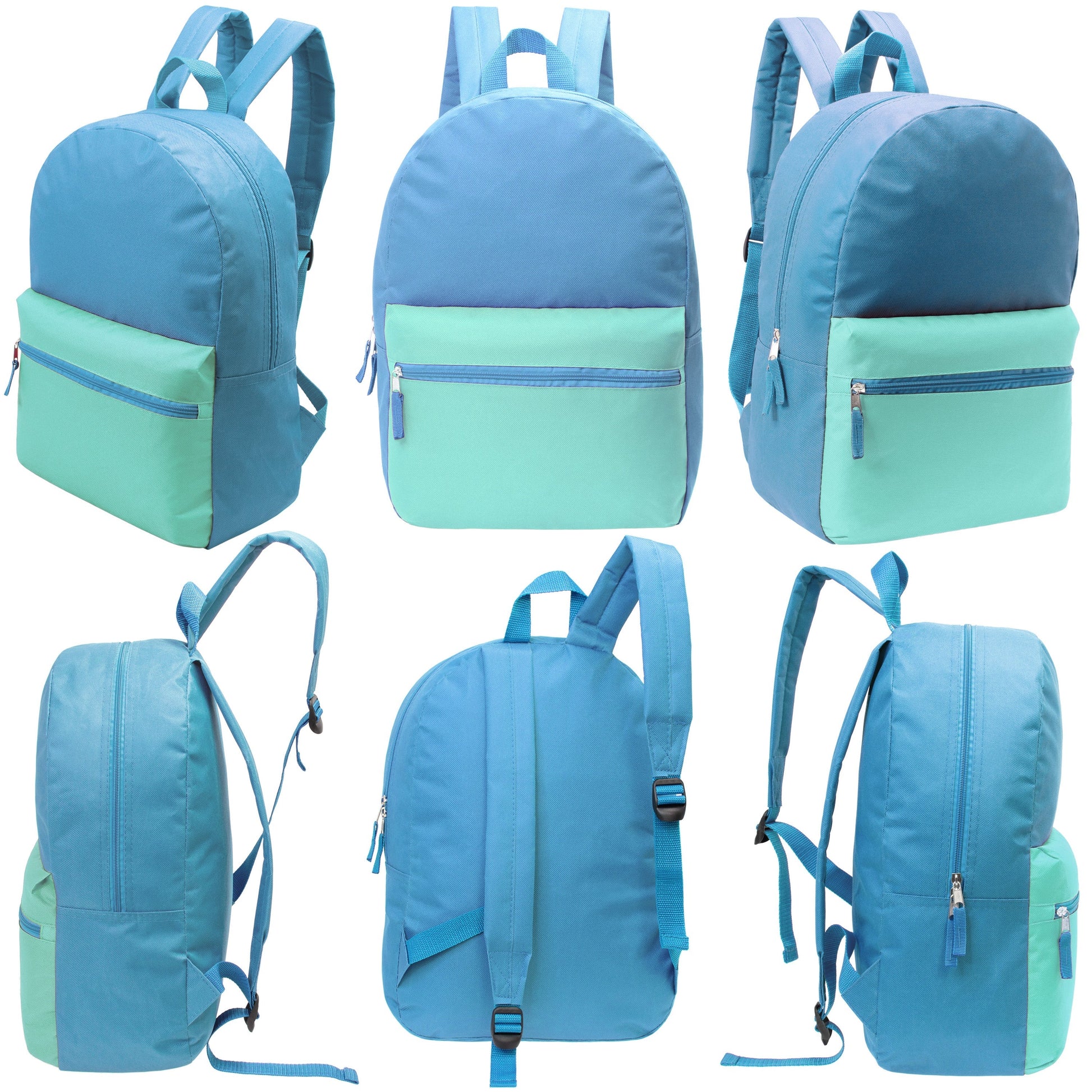 12 Großhandels-17' Zwei Ton Rucksäcke in 12 verschiedenen Farben & 12 Bulk School Supply Kits Ihrer Wahl