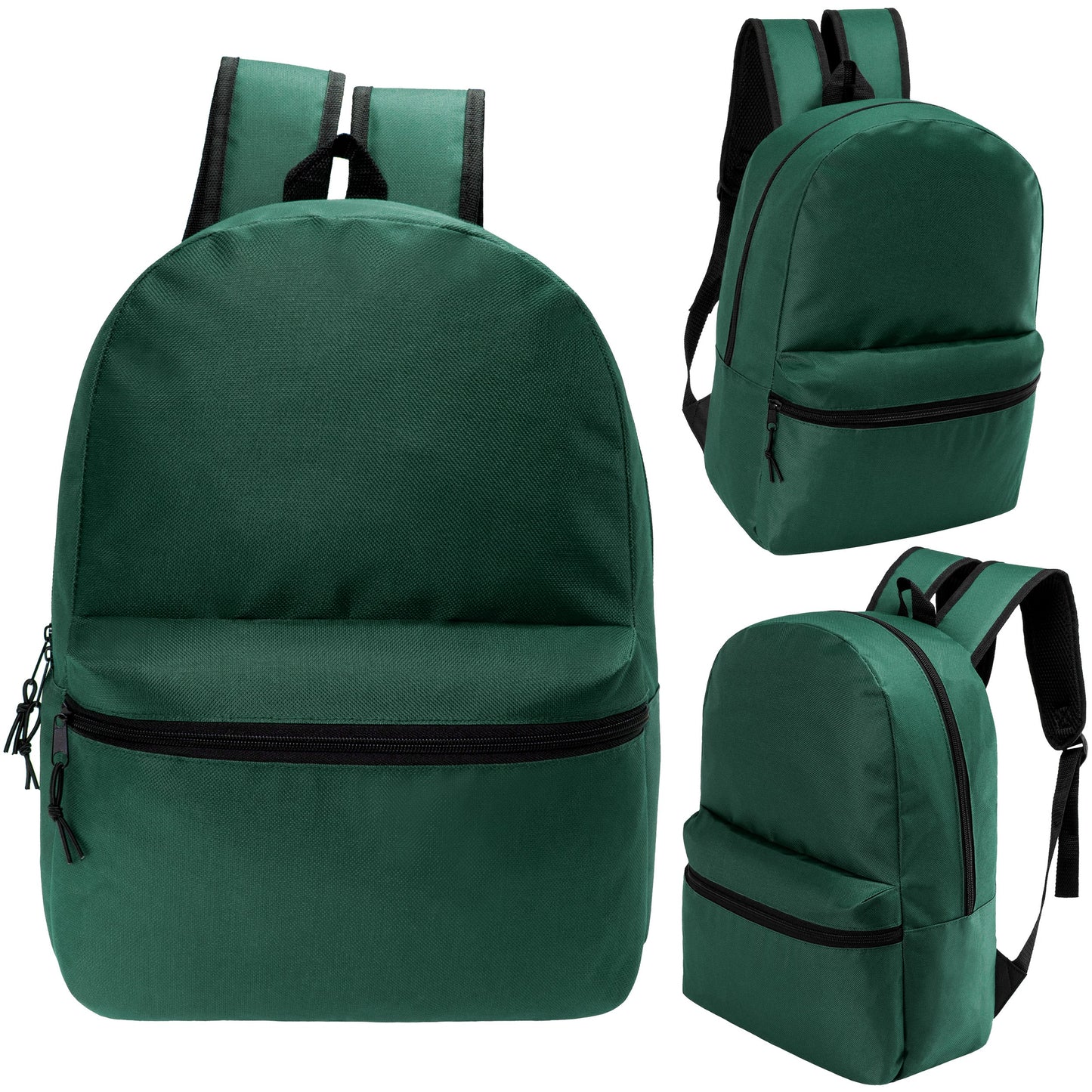 17 'Kids Basic Wholesale Rucksack in Dark Grün- Bulk Case von 24 Rucksäcken