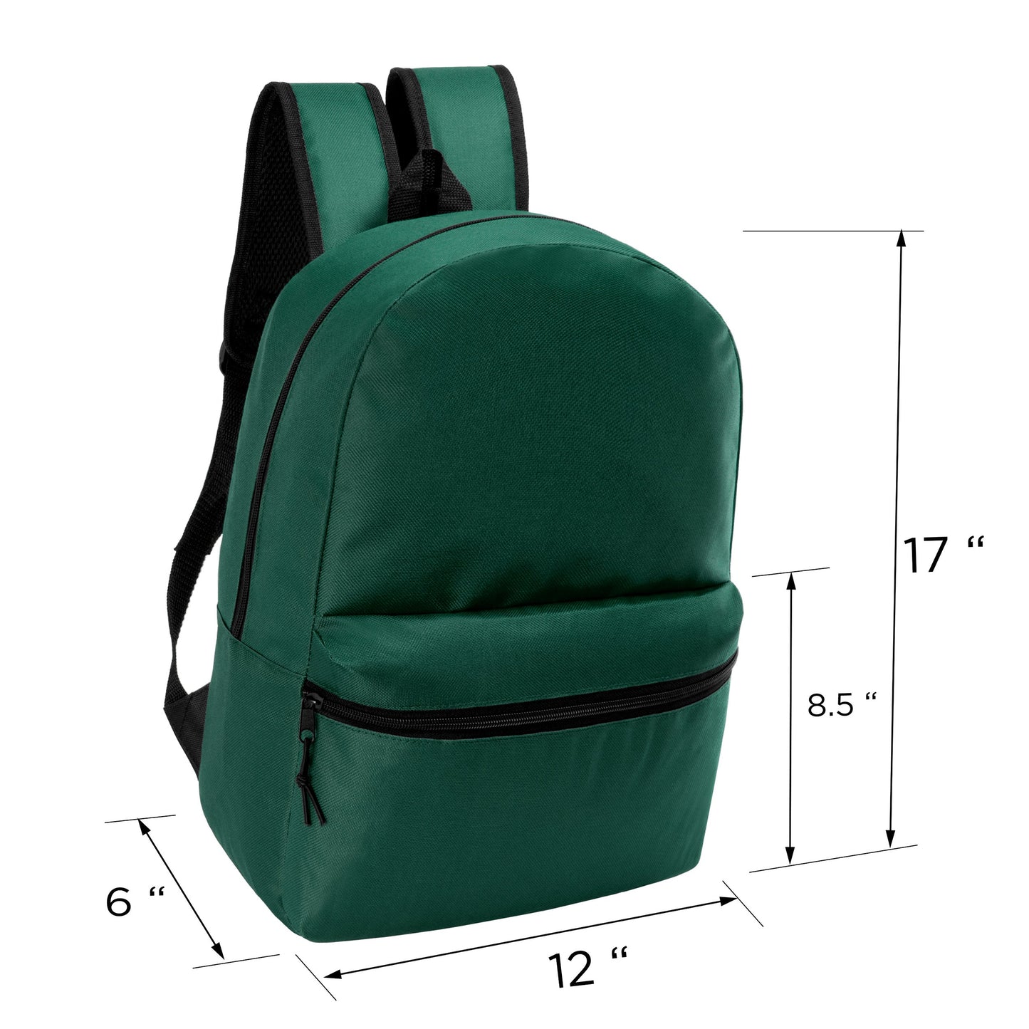 17 'Kids Basic Wholesale Rucksack in Dark Grün- Bulk Case von 24 Rucksäcken