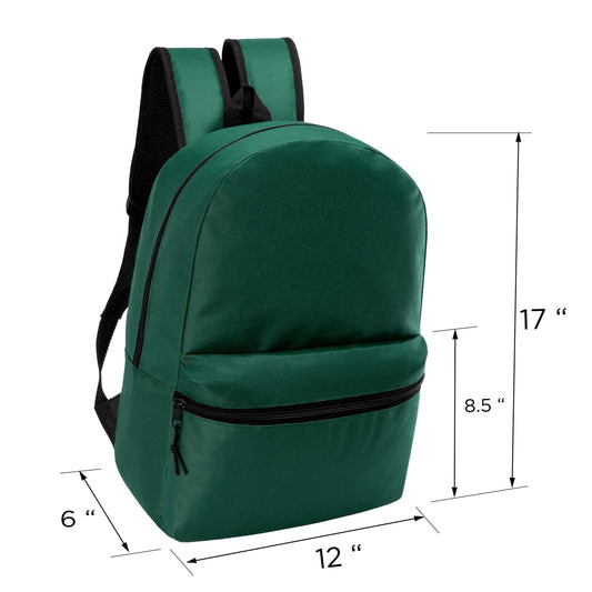 17 'Kids Basic Wholesale Rucksack in Dark Grün- Bulk Case von 24 Rucksäcken