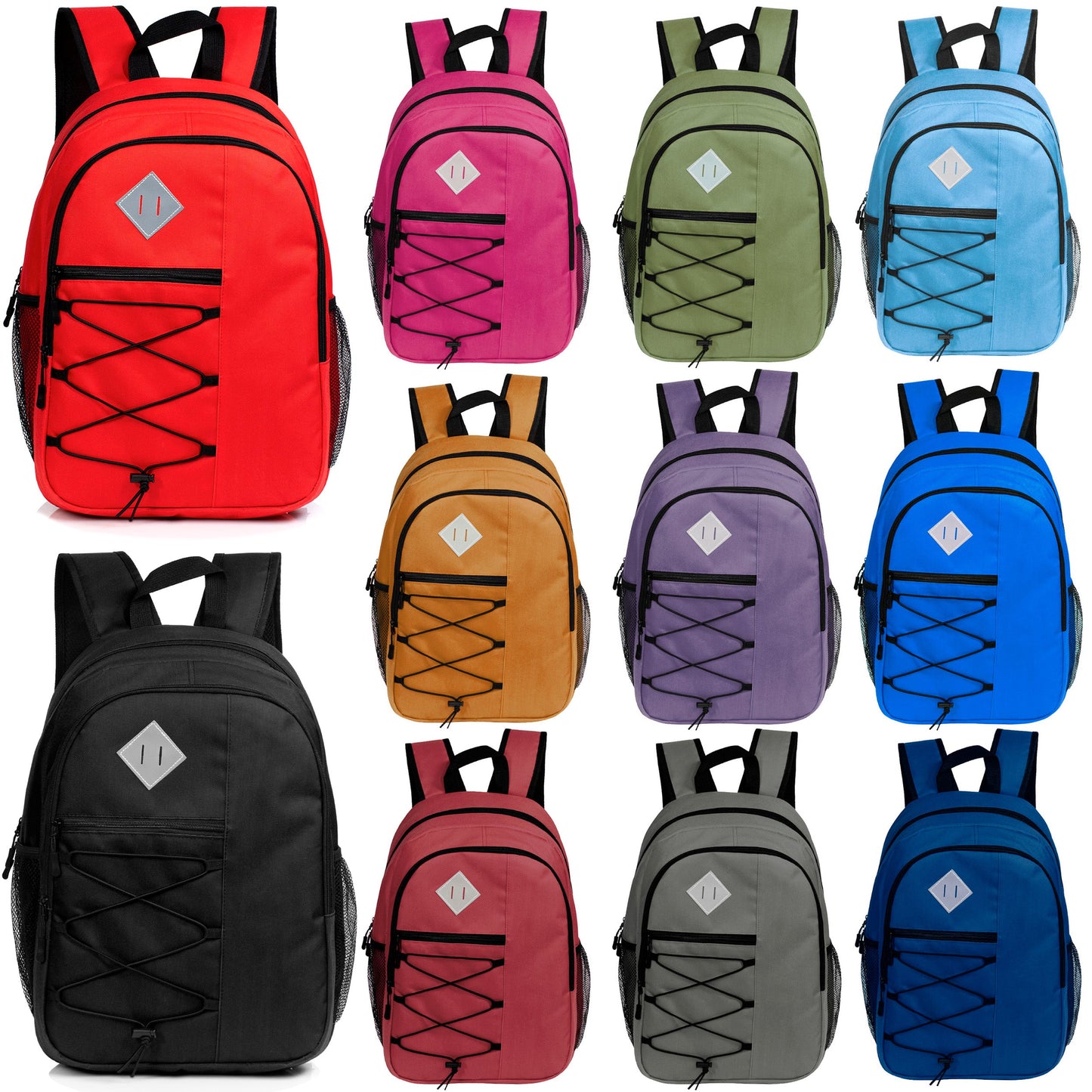 18' Wholesale Rucksack - Bungee Design, gepolsterte Rückseite, Laptop Sleeve - Bulk Case von 24