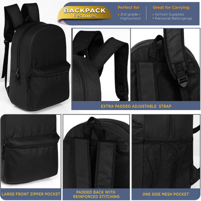 12 Basic 18,5 'Rucksäcke in Schwarz & Ihre Wahl von 12 Bulk Hygiene Kits - Wholesale PFLEGE Package: Obdachlos, Notfall, Wohltätigkeit