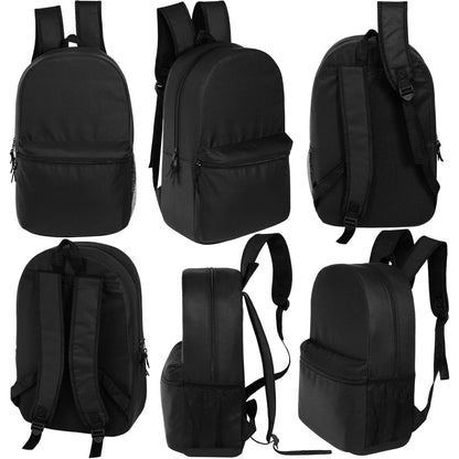 12 Basic 18,5 'Rucksäcke in Schwarz & Ihre Wahl von 12 Bulk Hygiene Kits - Wholesale PFLEGE Package: Obdachlos, Notfall, Wohltätigkeit