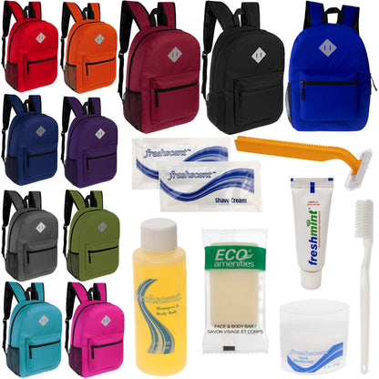 12 Diamond Patch 17 Rucksäcke in 11 Farben & Ihre Wahl von 12 Bulk Hygiene Kits - Wholesale PFLEGE Package: Obdachlos, Notfall, Wohltätigkeit