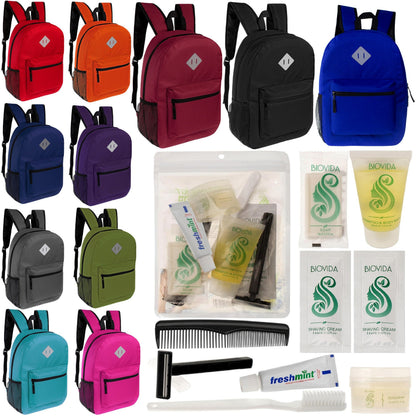 12 Diamond Patch 17 Rucksäcke in 11 Farben & Ihre Wahl von 12 Bulk Hygiene Kits - Wholesale PFLEGE Package: Obdachlos, Notfall, Wohltätigkeit