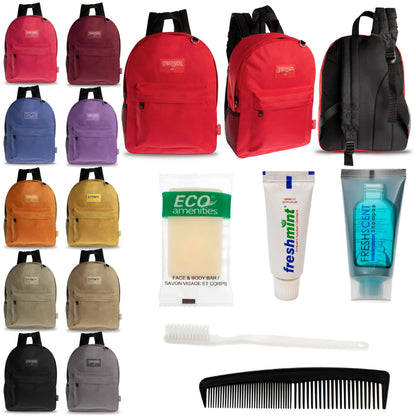 12 Diamond Patch 17 Rucksäcke in mehrfarbigen und Ihrer Wahl von 12 Bulk Hygiene Kits - Wholesale PFLEGE Package: Obdachlos, Notfall, Wohltätigkeit