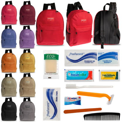 12 Diamond Patch 17 Rucksäcke in mehrfarbigen und Ihrer Wahl von 12 Bulk Hygiene Kits - Wholesale PFLEGE Package: Obdachlos, Notfall, Wohltätigkeit