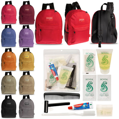 12 Diamond Patch 17 Rucksäcke in mehrfarbigen und Ihrer Wahl von 12 Bulk Hygiene Kits - Wholesale PFLEGE Package: Obdachlos, Notfall, Wohltätigkeit