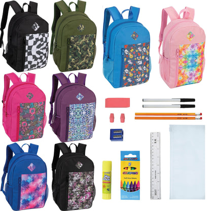 19 'Paded Back Patterned Wholesale Rucksäcke & 12 Bulk School Supply Kits Ihrer Wahl