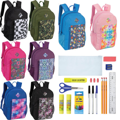 19 'Paded Back Patterned Wholesale Rucksäcke & 12 Bulk School Supply Kits Ihrer Wahl