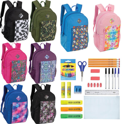 19 'Paded Back Patterned Wholesale Rucksäcke & 12 Bulk School Supply Kits Ihrer Wahl