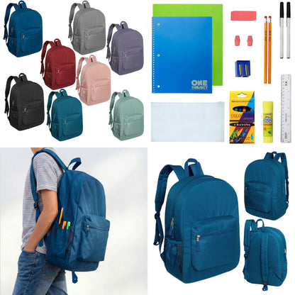 12 Wholesale 17 'Paded Deluxe Rucksäcke & 12 Bulk School Supply Kits Ihrer Wahl