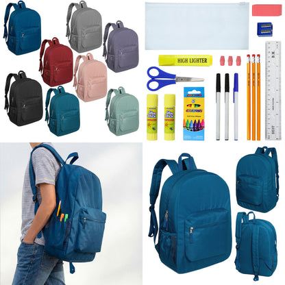 12 Wholesale 17 'Paded Deluxe Rucksäcke & 12 Bulk School Supply Kits Ihrer Wahl