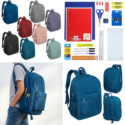 12 Wholesale 17 'Paded Deluxe Rucksäcke & 12 Bulk School Supply Kits Ihrer Wahl